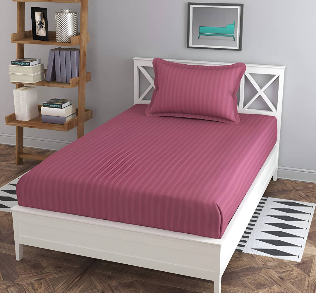     			Sky Tex Satin 1 Single Bedsheet with 1 Pillow Cover ( Fluorescent Pink )