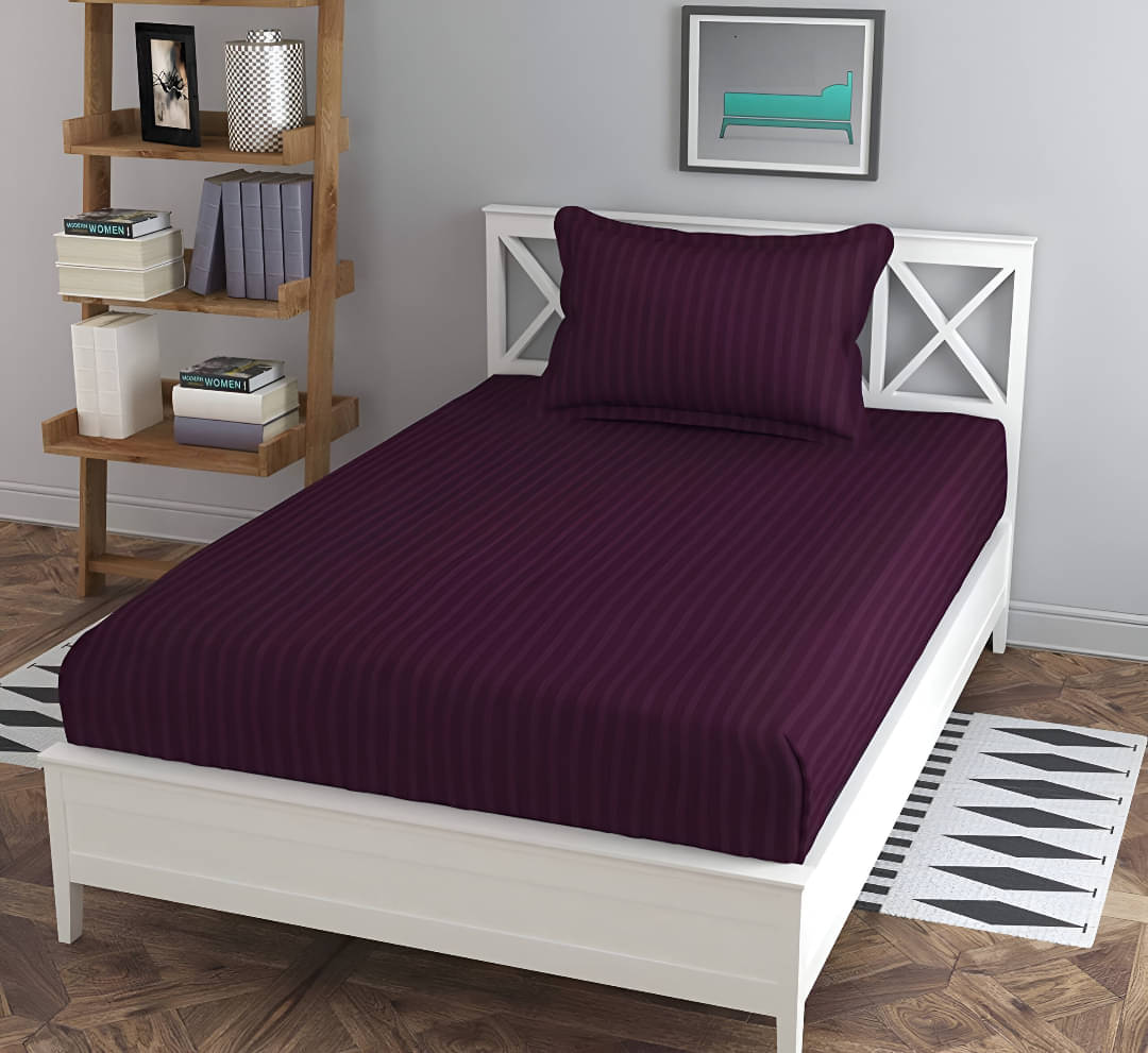 Sky Tex Satin 1 Single Bedsheet with 1 Pillow Cover ( Wine ) Sky Tex Satin 1 Single Bedsheet with 1 Pillow Cover ( Wine )