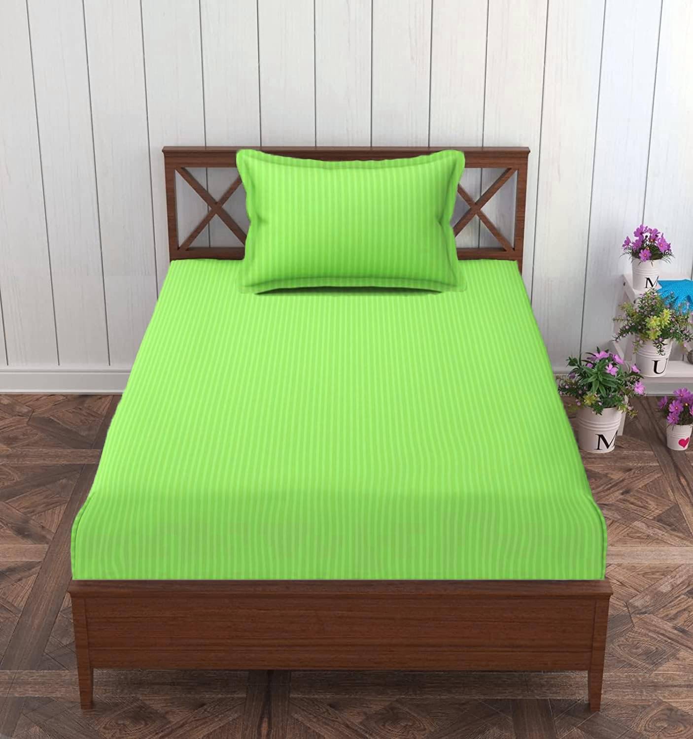     			Sky Tex Satin 1 Single Bedsheet with 1 Pillow Cover ( Light Green )
