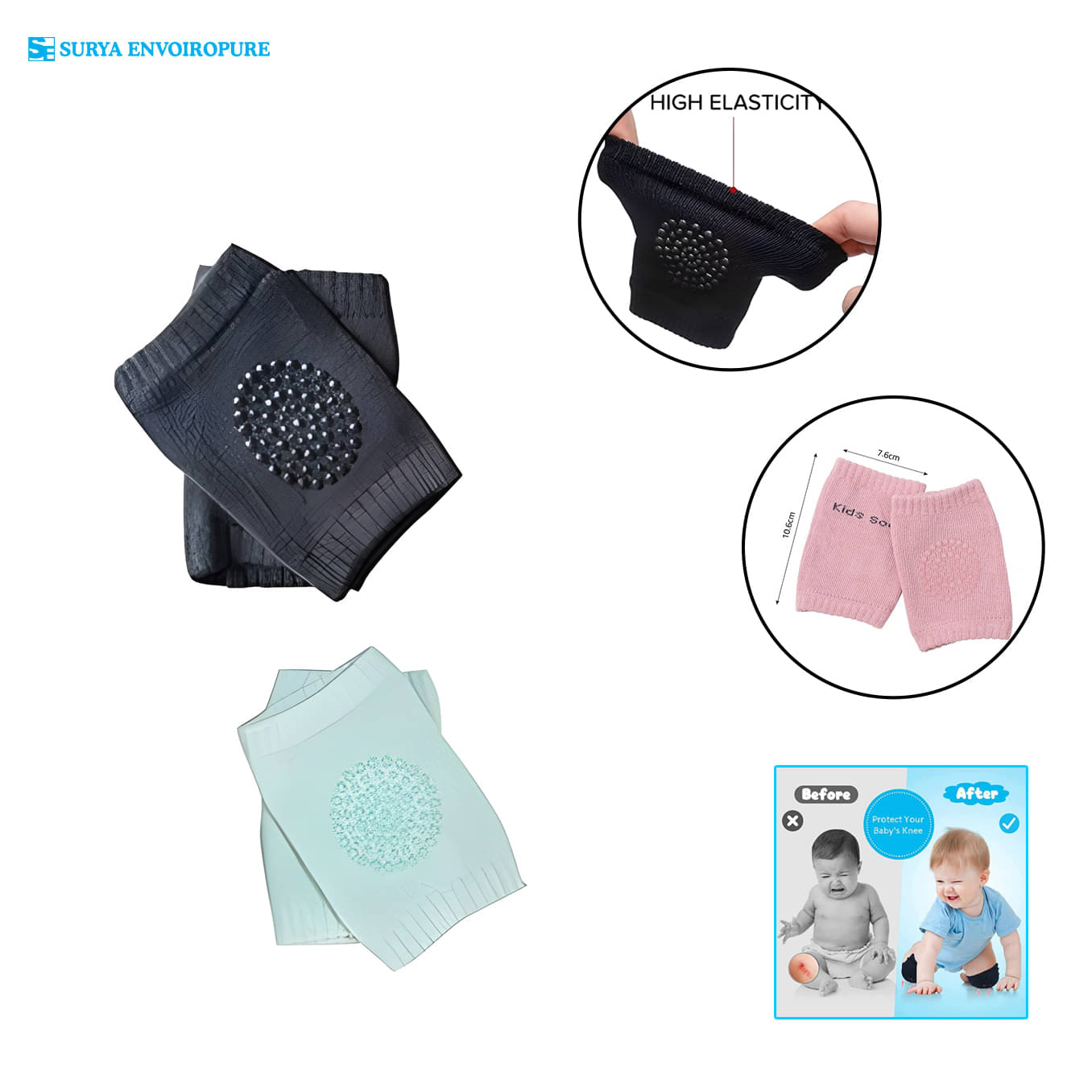     			Surya_kids Multicolor Cotton Baby Knee Pad ( Pair of 2 )