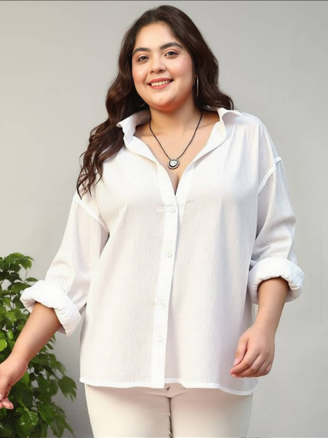 THECLASSICTOGS Women Solid Poly Crepe Shirt ( White ) THECLASSICTOGS Women Solid Poly Crepe Shirt ( White )