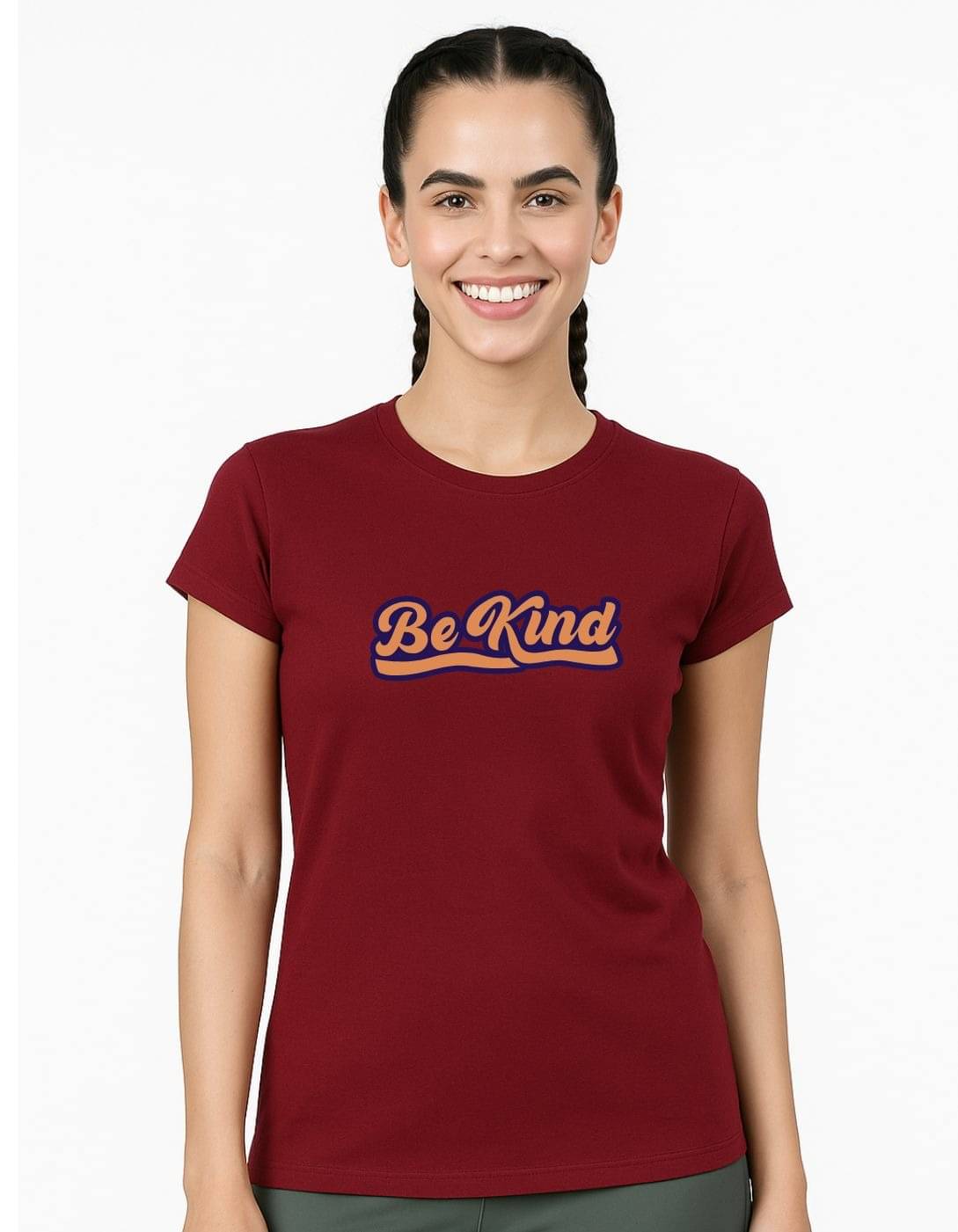 TREERANGA Women Cotton Printed Regular Fit Round Neck T-Shirt ( Maroon ) TREERANGA Women Cotton Printed Regular Fit Round Neck T-Shirt ( Maroon )