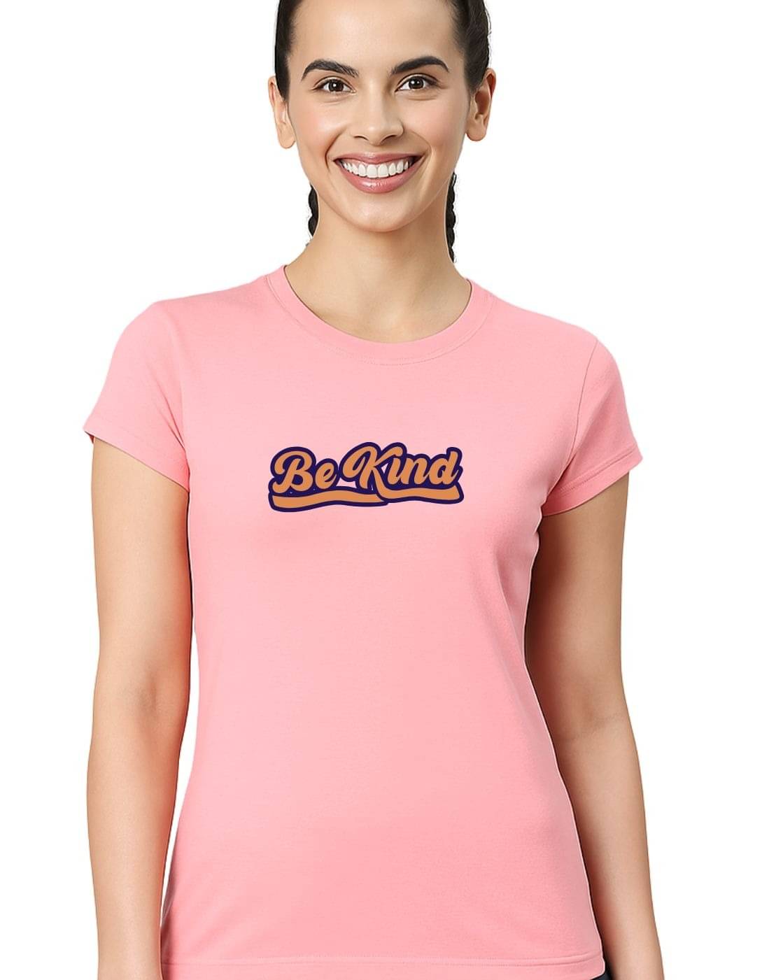     			TREERANGA Women Cotton Printed Regular Fit Round Neck T-Shirt ( Peach )