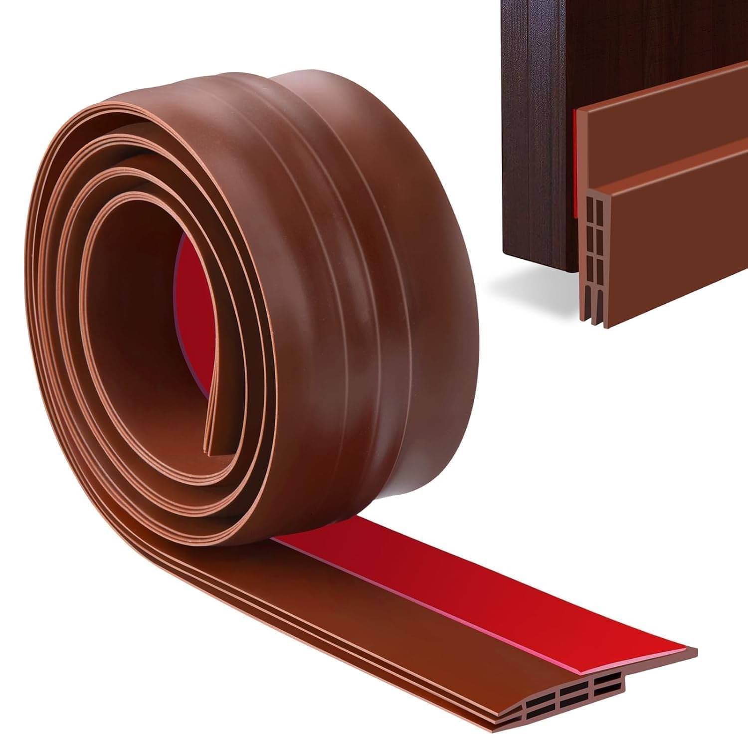     			VBE Door Draft Stopper | Silicon Door Bottom Sealing Strip | Self Adhesive Door Gap Filler Rubber | Door Bottom Sealing Strip Guard | Protector from Cockroach, Bugs, Air&Dust 1M (Brown(39 Inch))