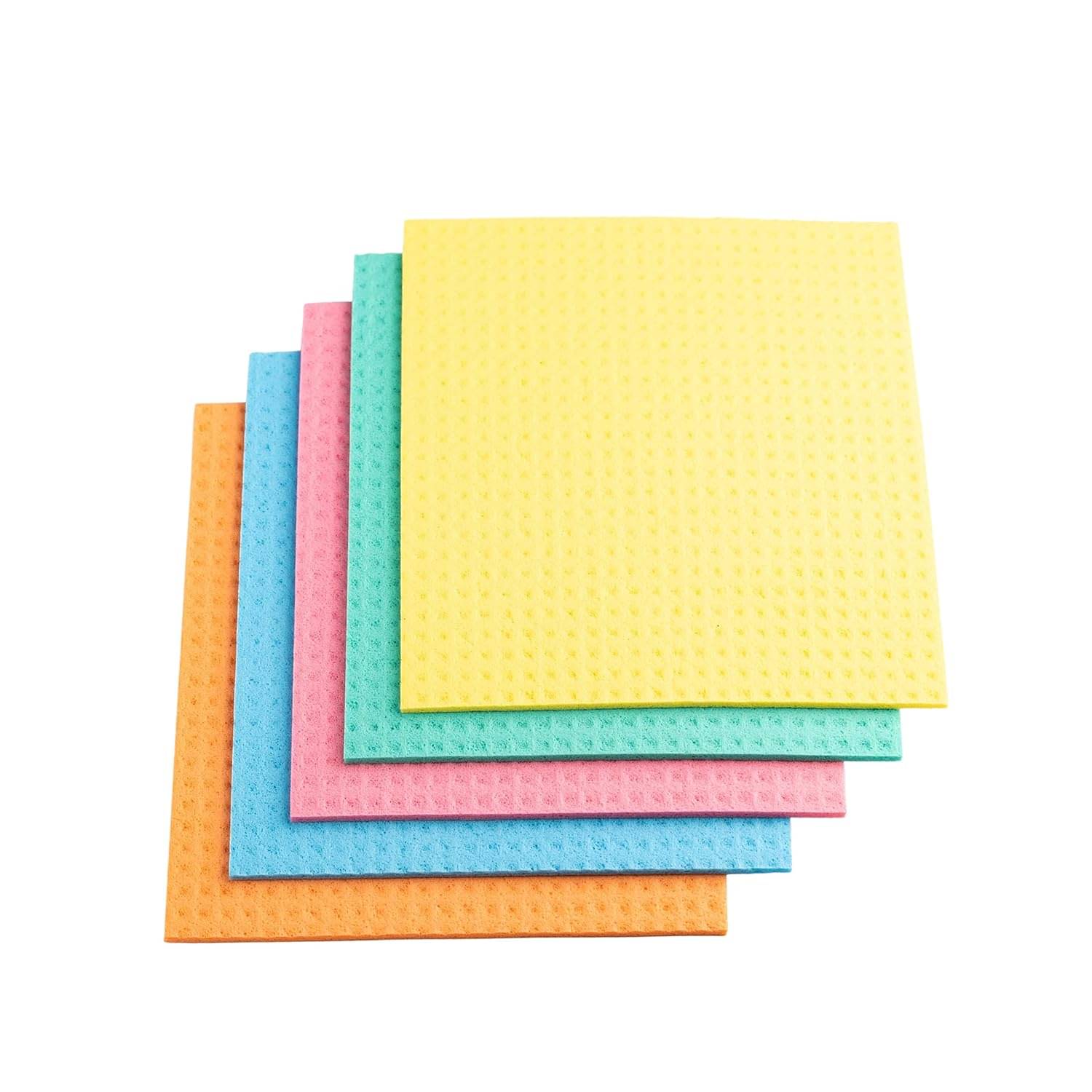     			WHIMSICAL WONDERS 5 Pc Cellulose Sponge Wipes - Super Absorbent Biodegradable Sponge Wipes for Kitchen, Durable & Lint-Free, Reusable and Washable Cleaning Wipes for Home, (Multicolour)