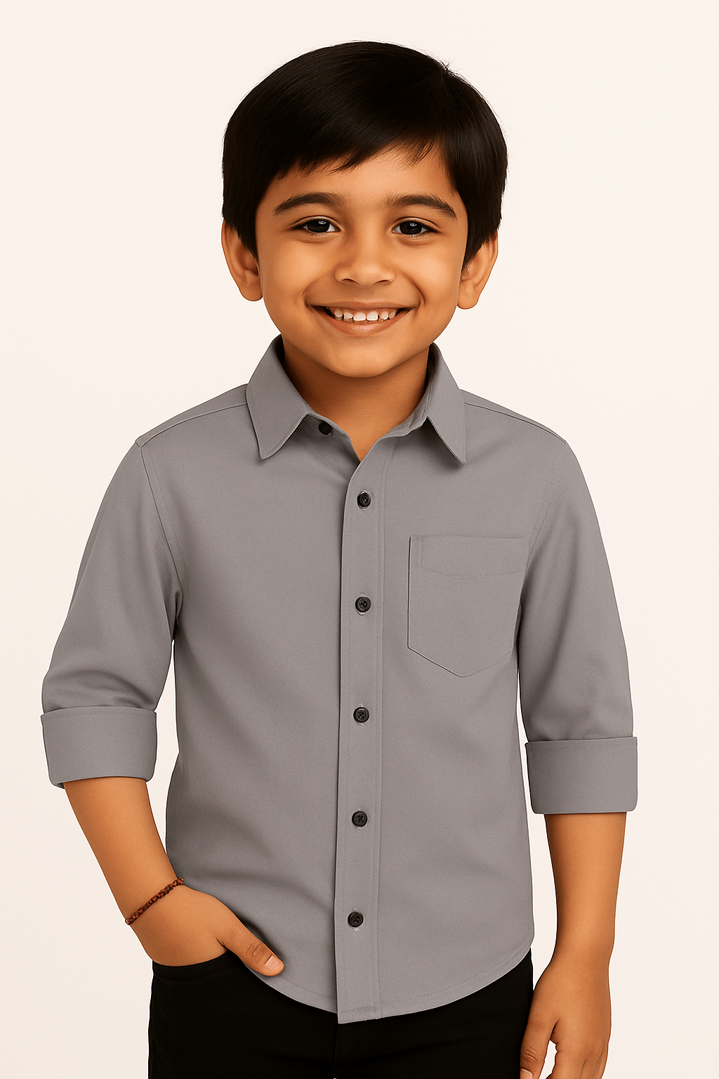 ZAKAR STYLE Pack of 1 Boys Cotton Blend Full Sleeves Shirt ( Grey ) ZAKAR STYLE Pack of 1 Boys Cotton Blend Full Sleeves Shirt ( Grey )