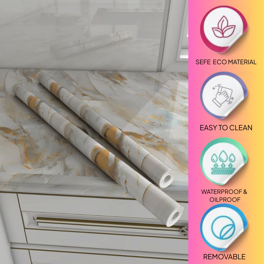 ZAPPYPOP Marble Wallpaper Roll | Self Adhesive Waterproof Oilproof Countertop Sticker | Vinyl Wallpaper (60 x 200 cm)(Pack of 3) ZAPPYPOP Marble Wallpaper Roll | Self Adhesive Waterproof Oilproof Countertop Sticker | Vinyl Wallpaper (60 x 200 cm)(Pack of 3)