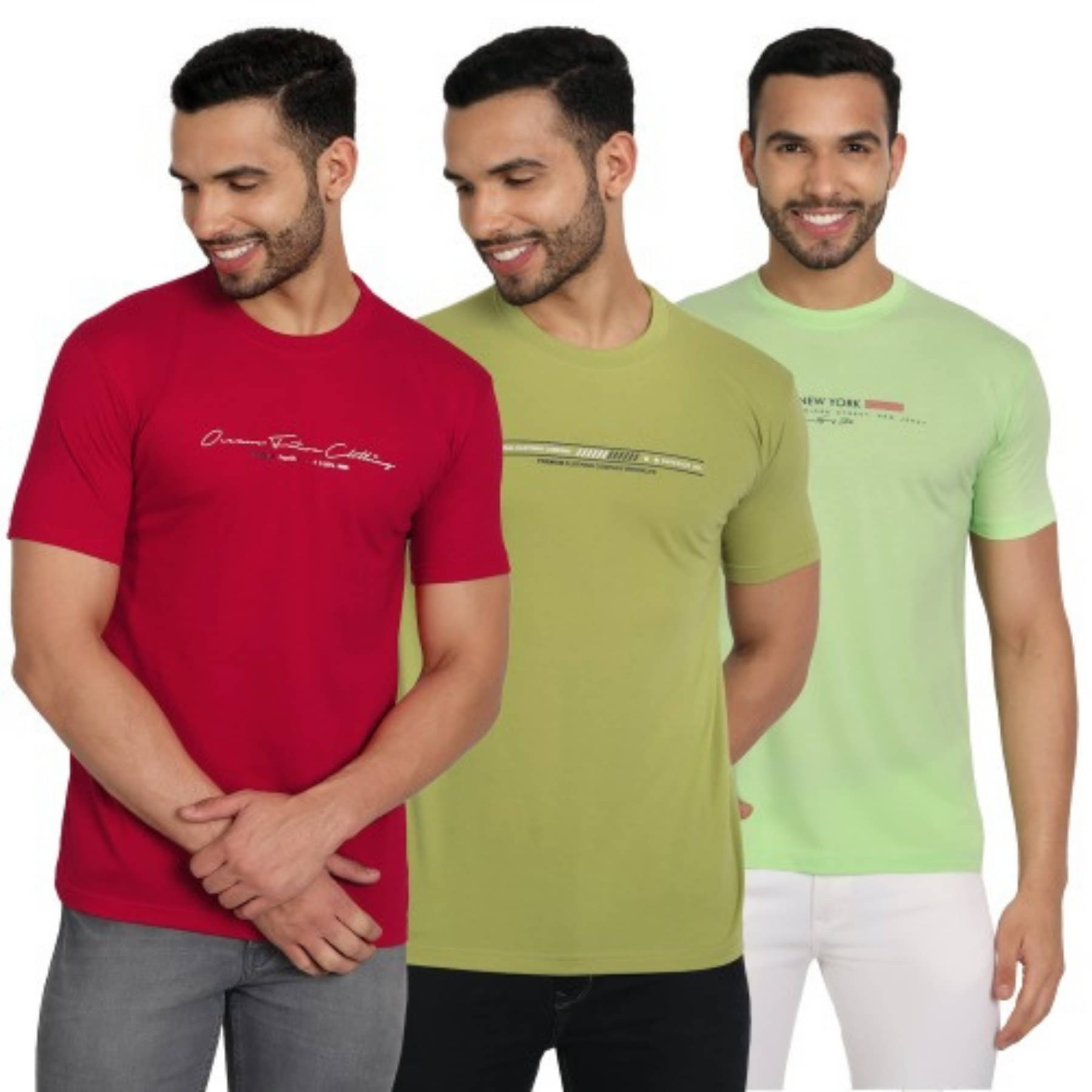 ZEFFORA Men Cotton Blend Regular Fit Solid T-Shirt ( Multicolor4 )     			ZEFFORA Men Cotton Blend Regular Fit Solid T-Shirt ( Multicolor4 )
