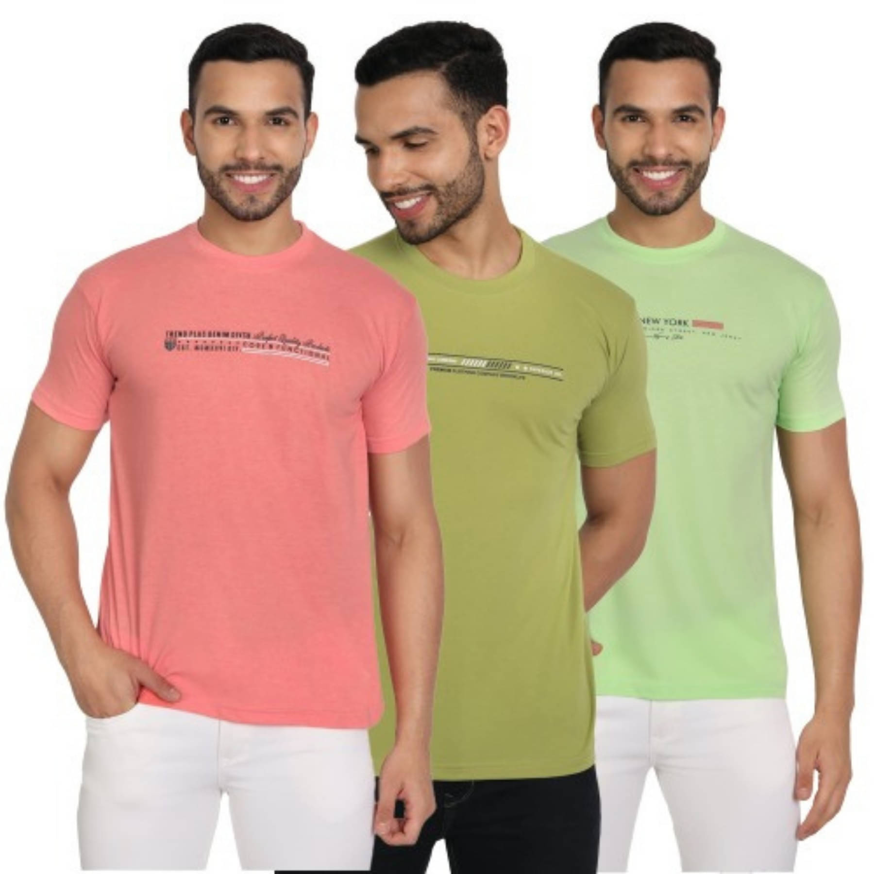 ZEFFORA Men Cotton Blend Regular Fit Solid T-Shirt ( Multicolor2 ) ZEFFORA Men Cotton Blend Regular Fit Solid T-Shirt ( Multicolor2 )
