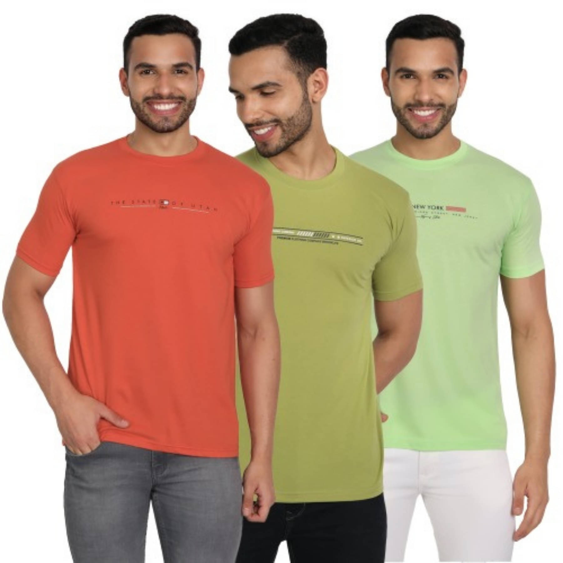 ZEFFORA Men Cotton Blend Regular Fit Solid T-Shirt ( Multicolor5 )     			ZEFFORA Men Cotton Blend Regular Fit Solid T-Shirt ( Multicolor5 )