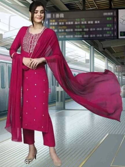 Zorista Women Rayon Embroidered A-line Kurti With Pants ( Pink ) Zorista Women Rayon Embroidered A-line Kurti With Pants ( Pink )