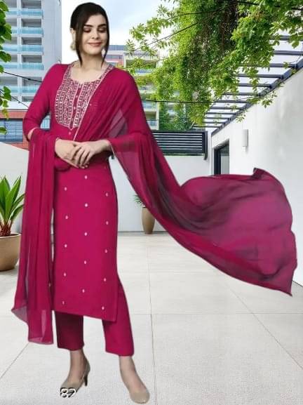     			Zorista Women Rayon Embroidered A-line Kurti With Pants ( Pink )