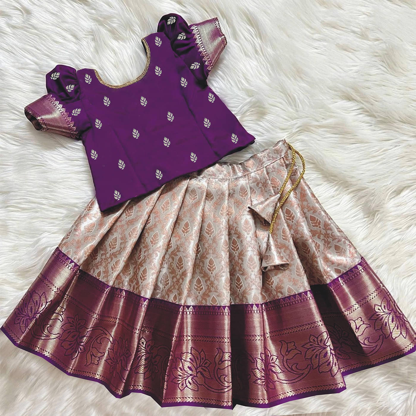     			kedar fab Jacquard Lehenga Choli Set For Girls ( Pack of 1 , Purple )