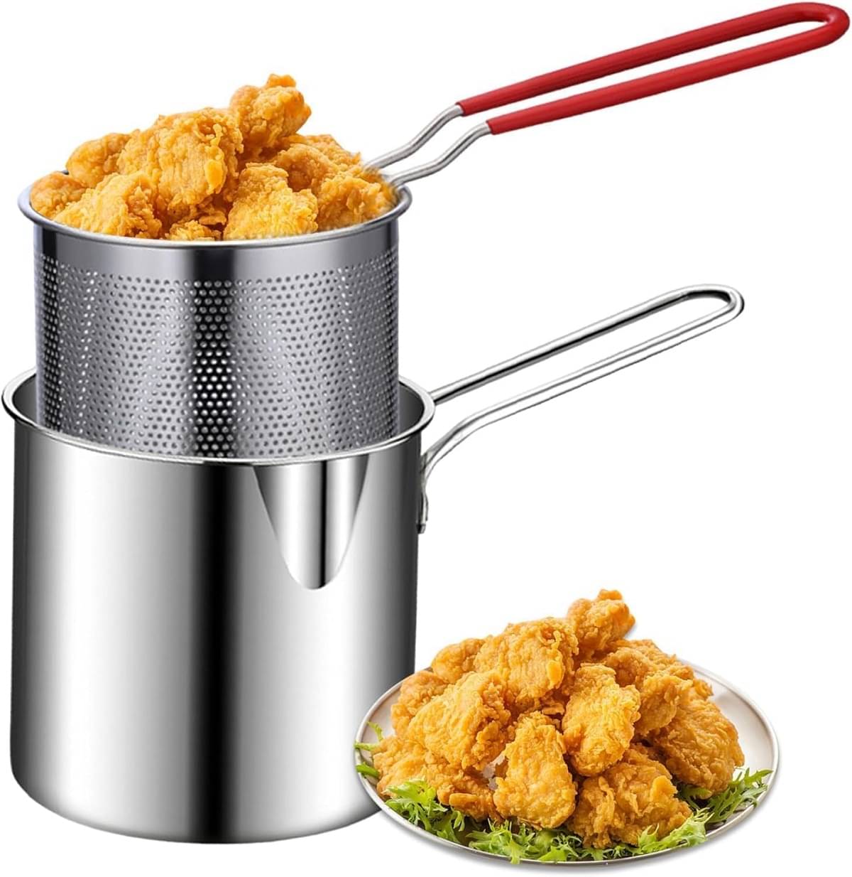     			primiyara Fryer Pot Non-Stick Stainless Steel Fryer Pot Sandwich Bottom without Lid 20 cm Diameter 1.2 Ltr