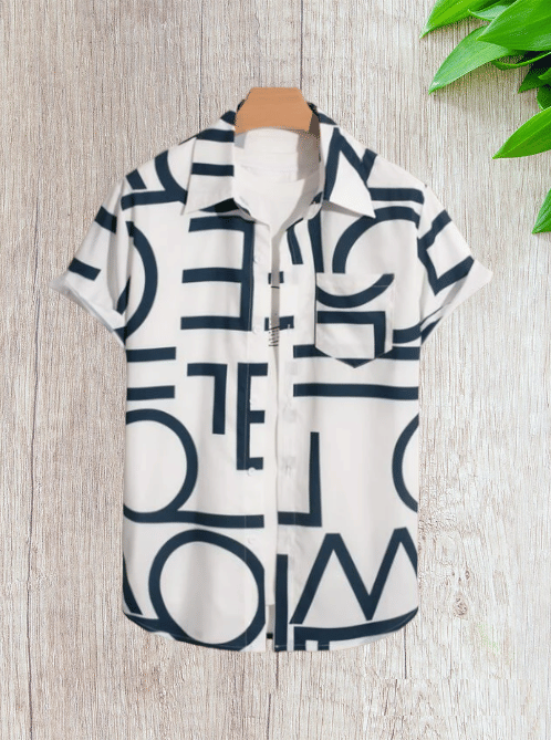 seventeenstitch Polyester Regular Fit Printed Half Sleeves Men's Casual Shirt - White ( Pack of 1 ) seventeenstitch Polyester Regular Fit Printed Half Sleeves Men's Casual Shirt - White ( Pack of 1 )