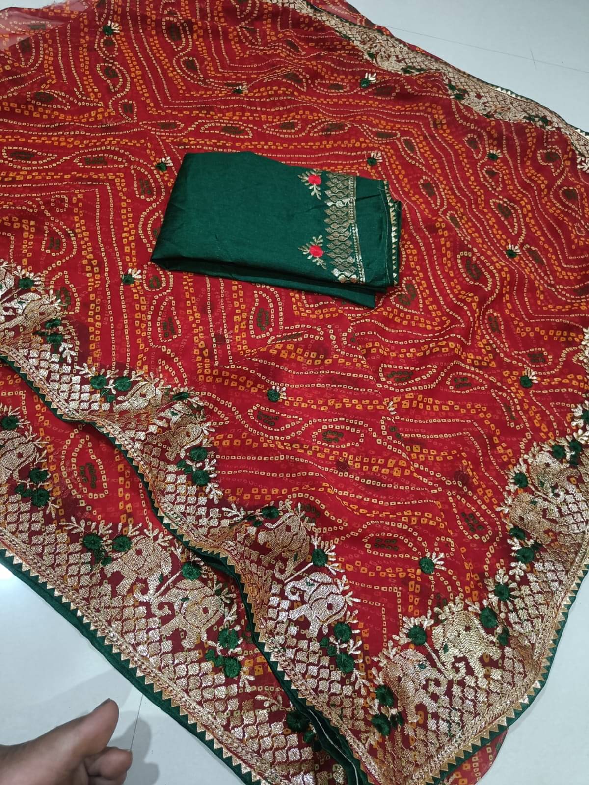     			supalee Tex Georgette Printed Regular Saree With Unstitched Blouse Piece ( Red )