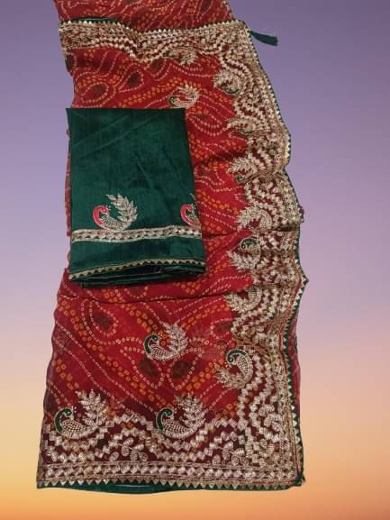     			supalee Tex Georgette Printed Regular Saree With Unstitched Blouse Piece ( Red )