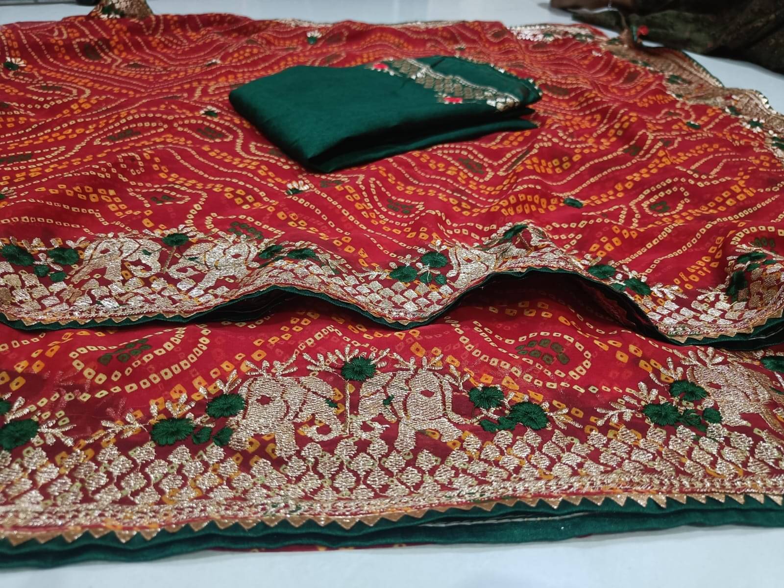     			supalee Tex Georgette Printed Regular Saree With Unstitched Blouse Piece ( Red )