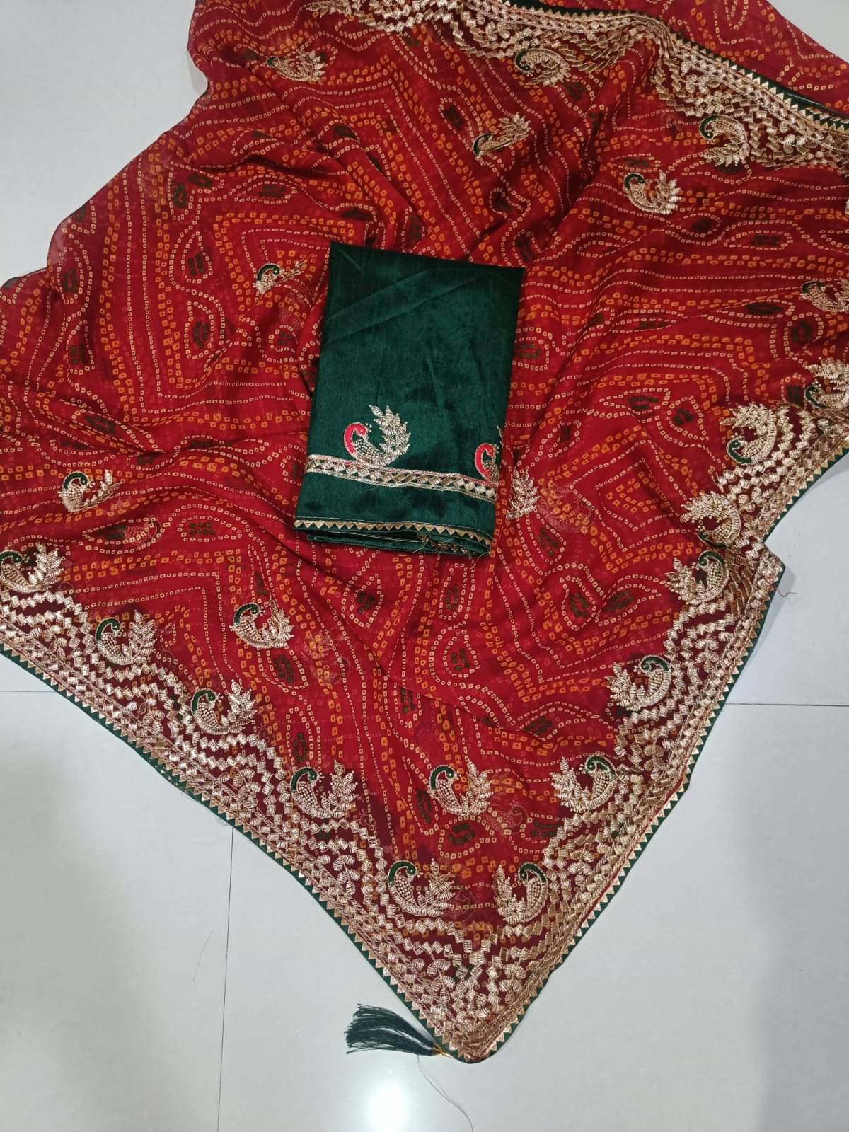     			supalee Tex Georgette Printed Regular Saree With Unstitched Blouse Piece ( Red )