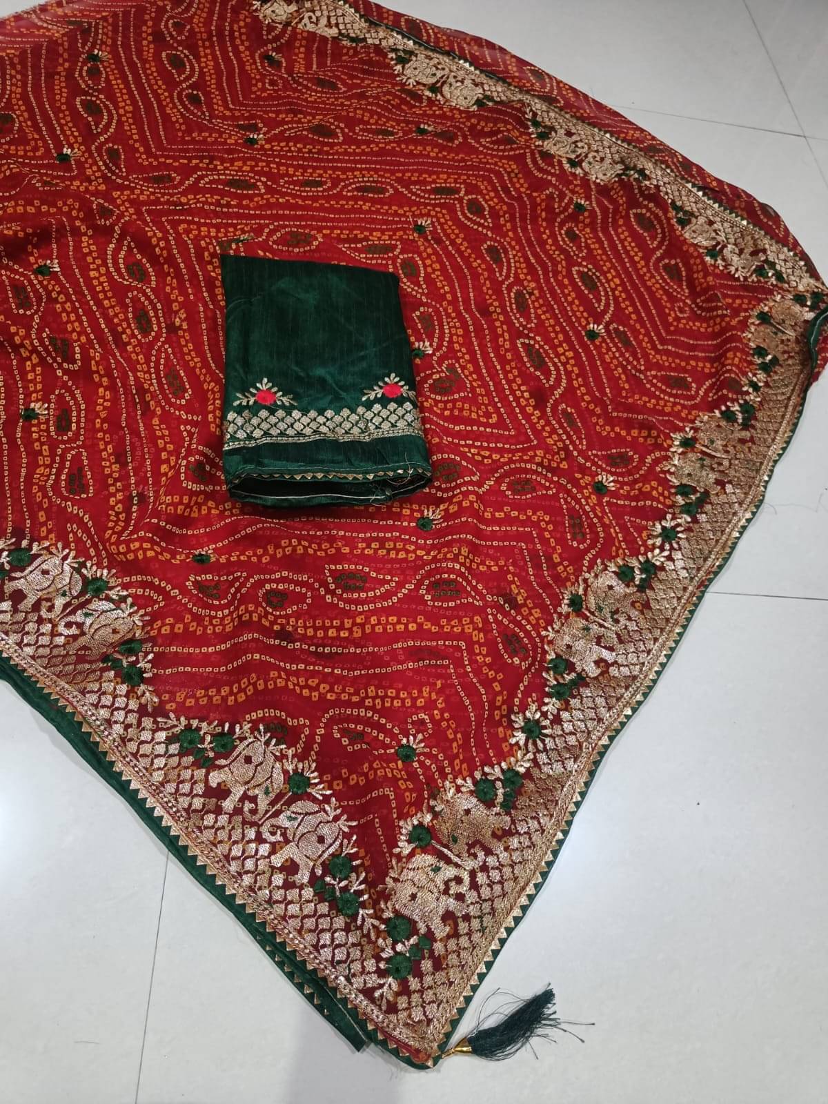     			supalee Tex Georgette Printed Regular Saree With Unstitched Blouse Piece ( Red )