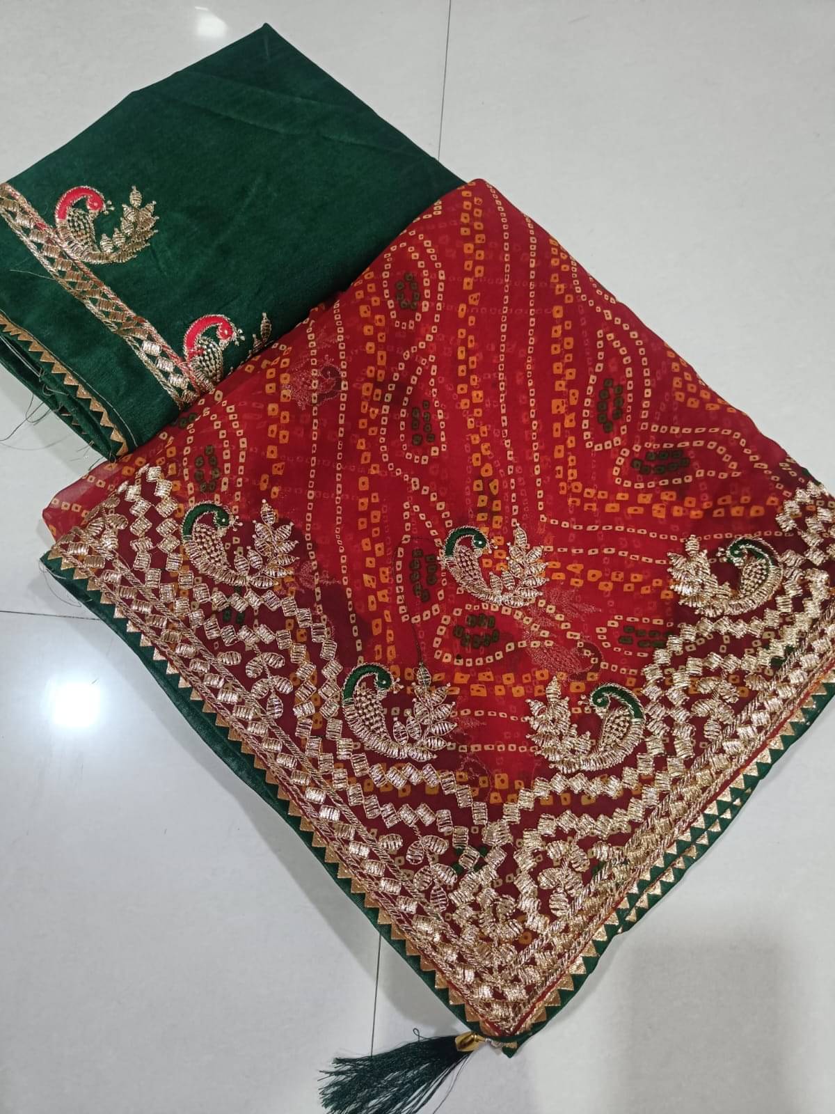     			supalee Tex Georgette Printed Regular Saree With Unstitched Blouse Piece ( Red )