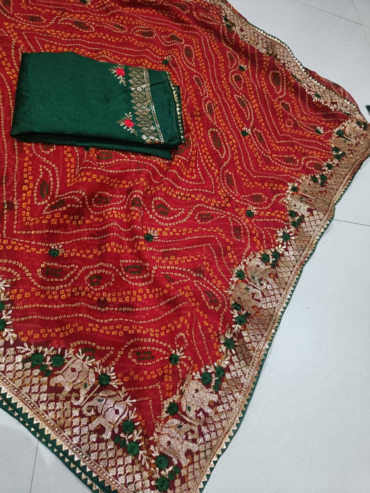     			supalee Tex Georgette Printed Regular Saree With Unstitched Blouse Piece ( Red )