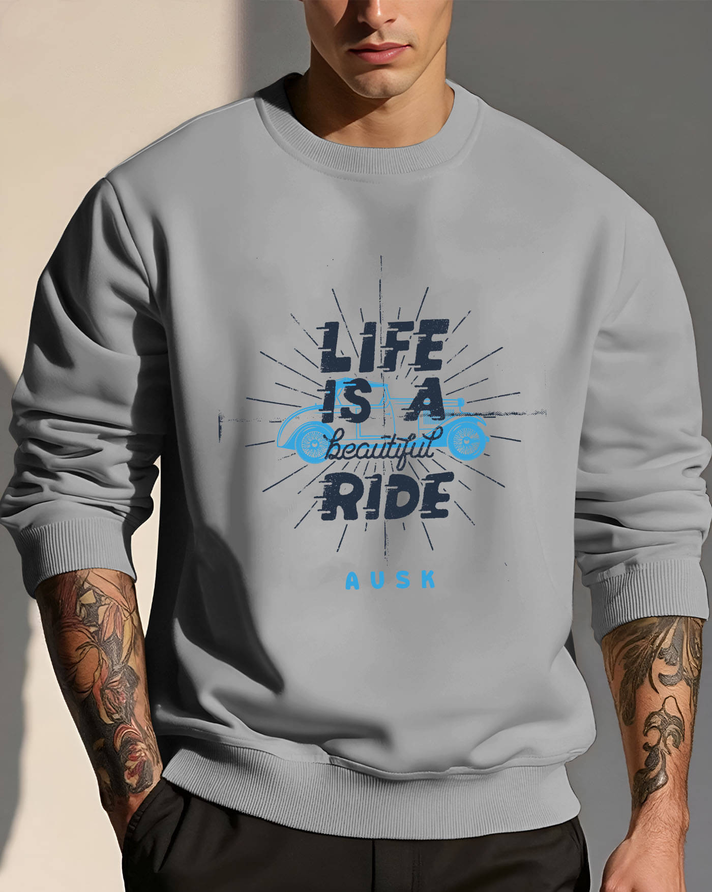 AUSK Fleece Round Neck Men's Sweatshirt - Grey ( Pack of 1 ) AUSK Fleece Round Neck Men's Sweatshirt - Grey ( Pack of 1 )