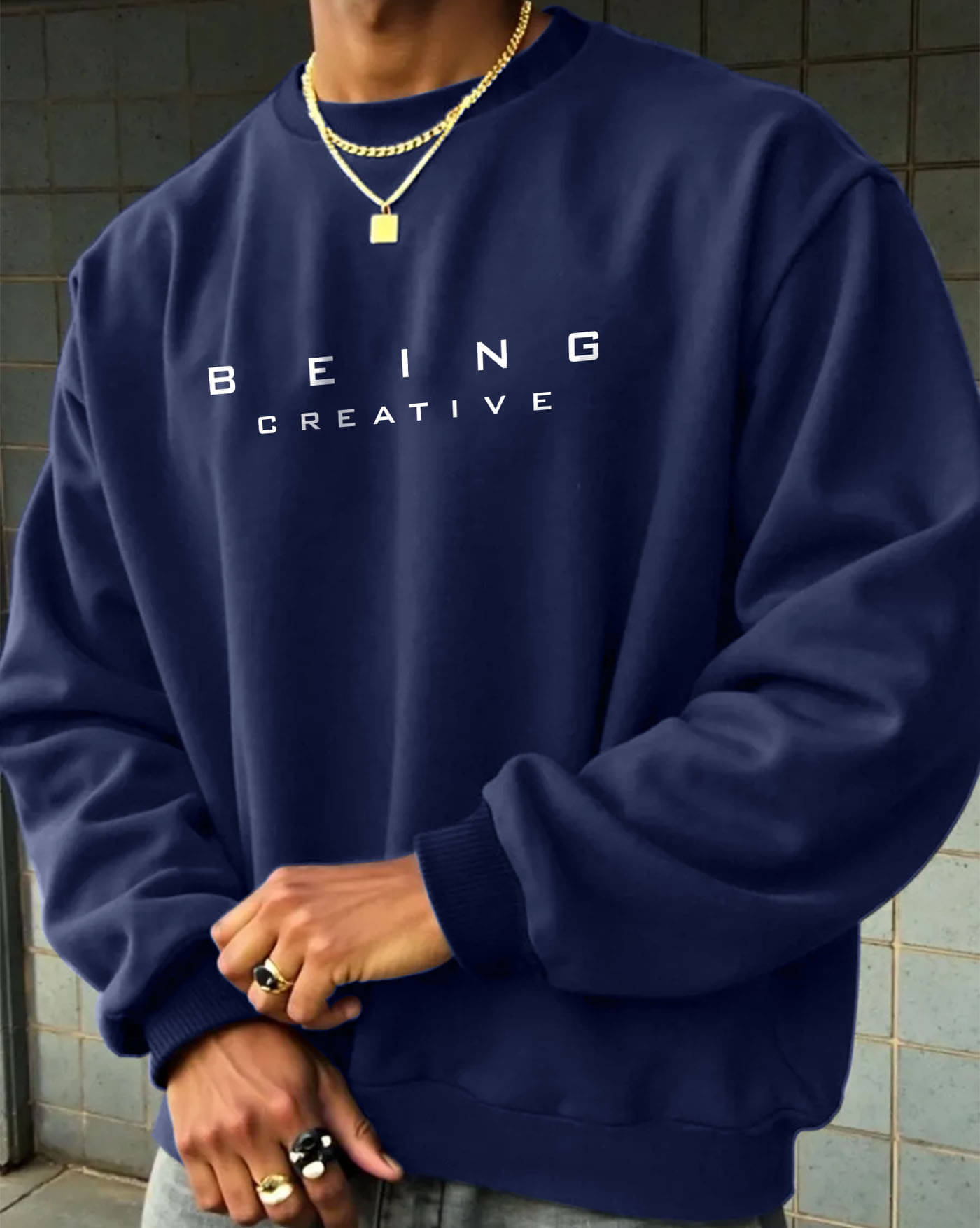     			AUSK Fleece Round Neck Men's Sweatshirt - Blue ( Pack of 1 )