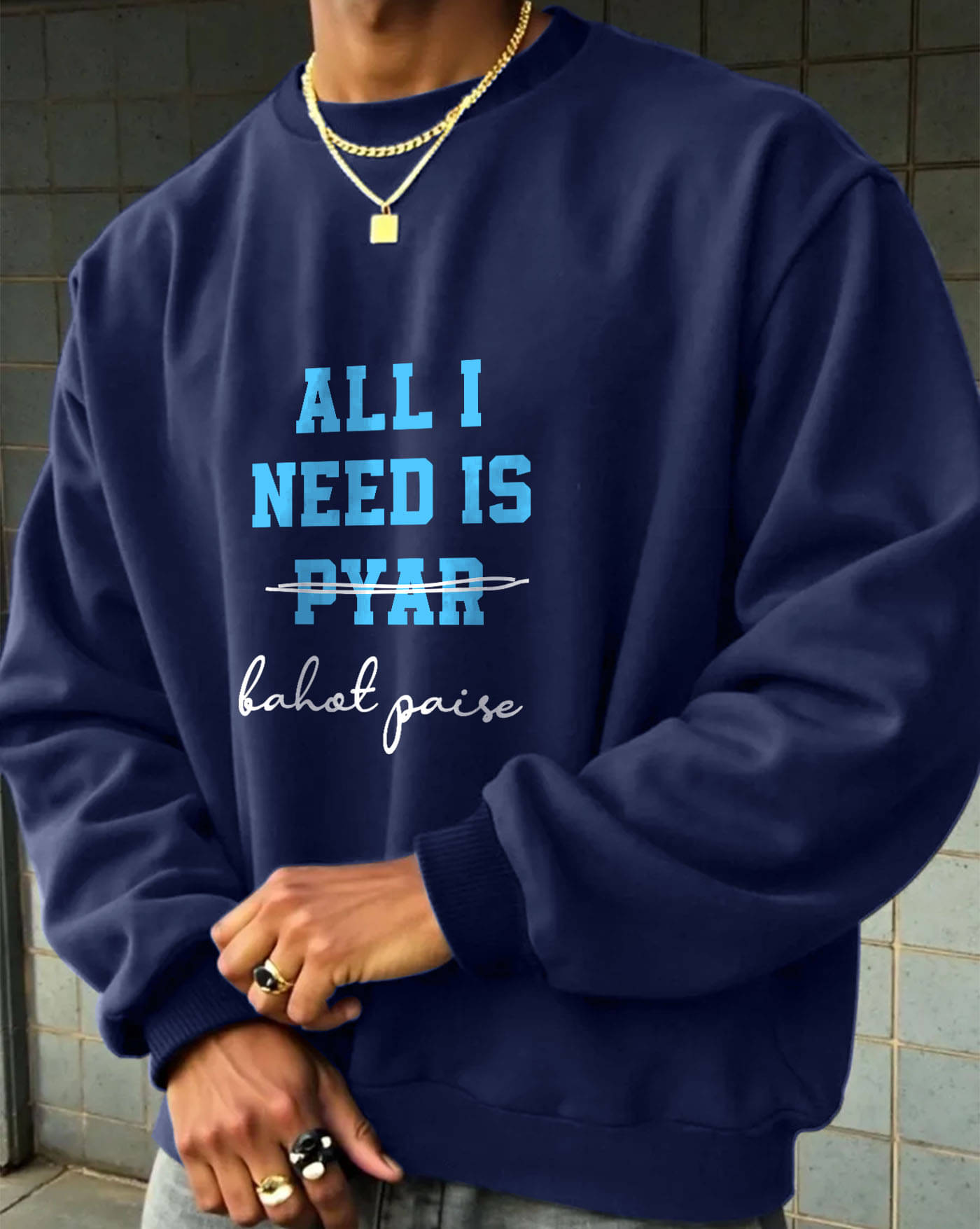     			AUSK Fleece Round Neck Men's Sweatshirt - Blue ( Pack of 1 )