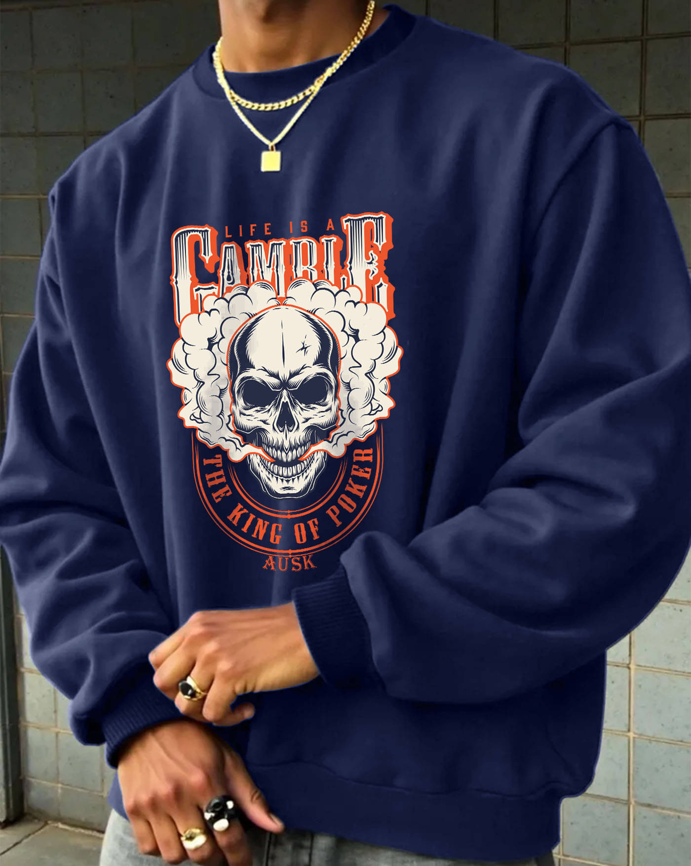 AUSK Fleece Round Neck Men's Sweatshirt - Blue ( Pack of 1 )     			AUSK Fleece Round Neck Men's Sweatshirt - Blue ( Pack of 1 )