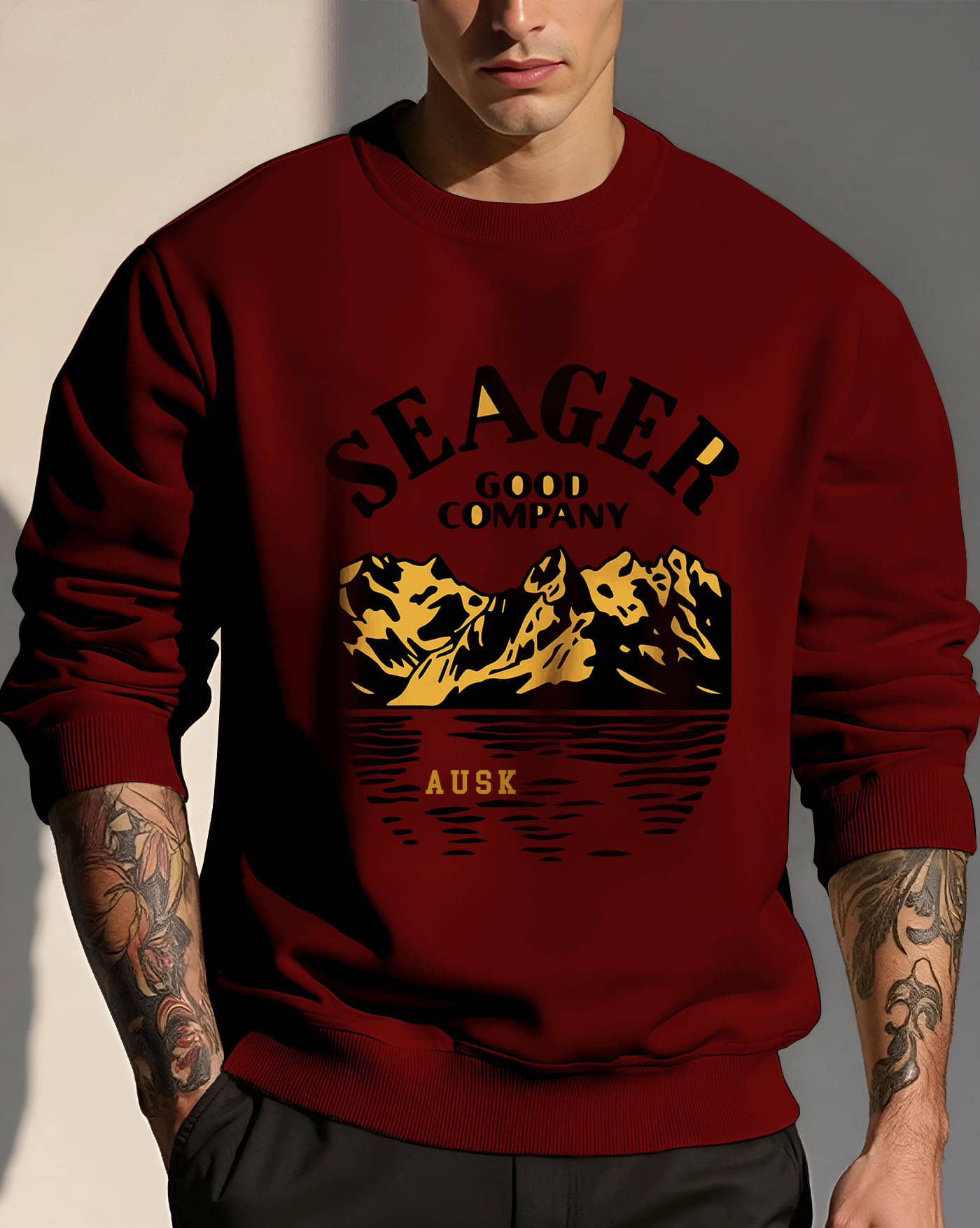     			AUSK Fleece Round Neck Men's Sweatshirt - Maroon ( Pack of 1 )