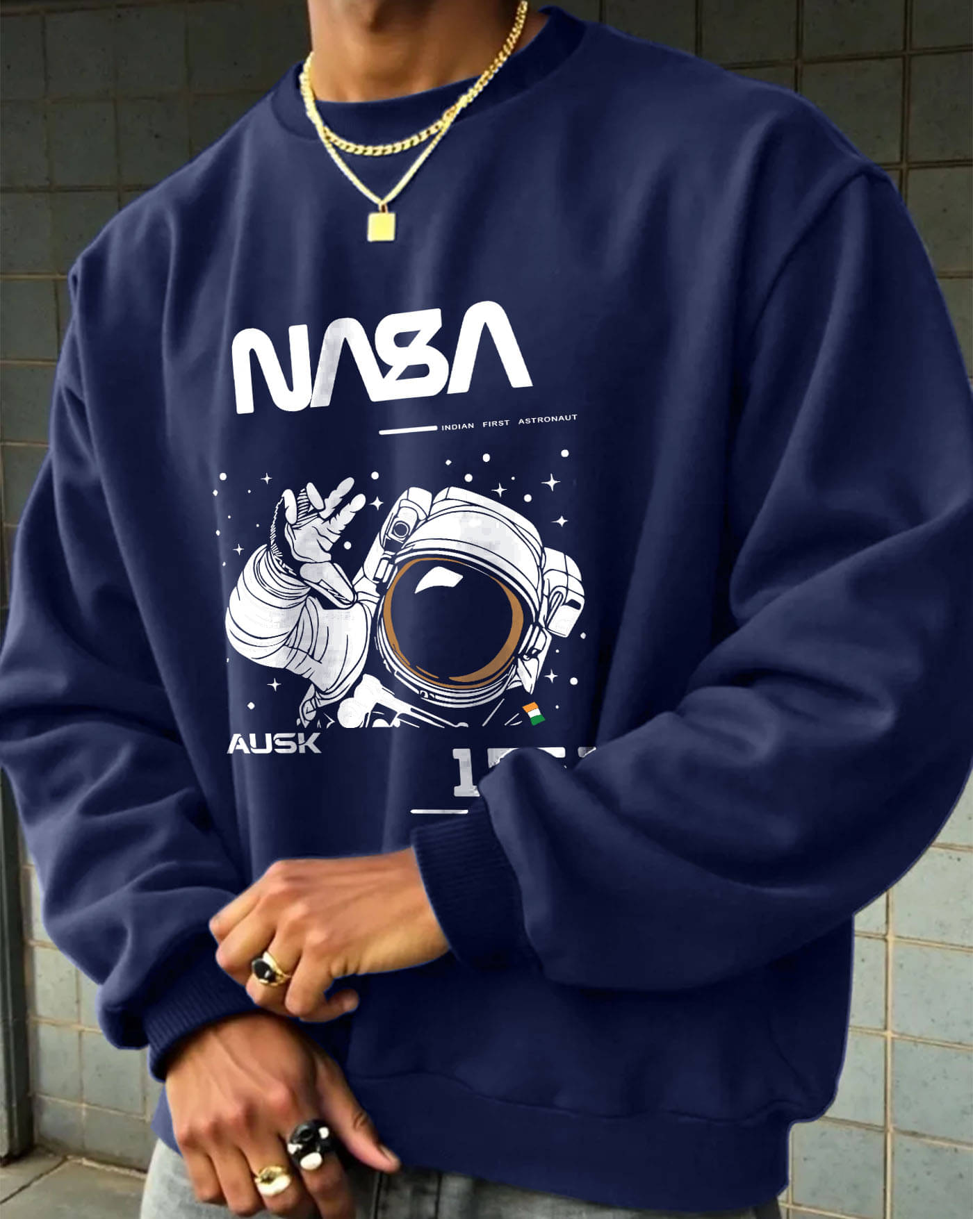     			AUSK Fleece Round Neck Men's Sweatshirt - Blue ( Pack of 1 )