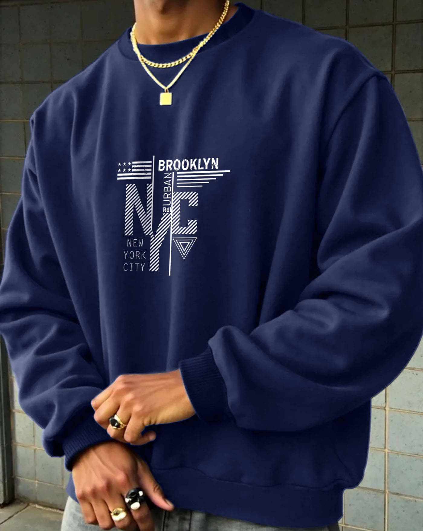     			AUSK Fleece Round Neck Men's Sweatshirt - Blue ( Pack of 1 )
