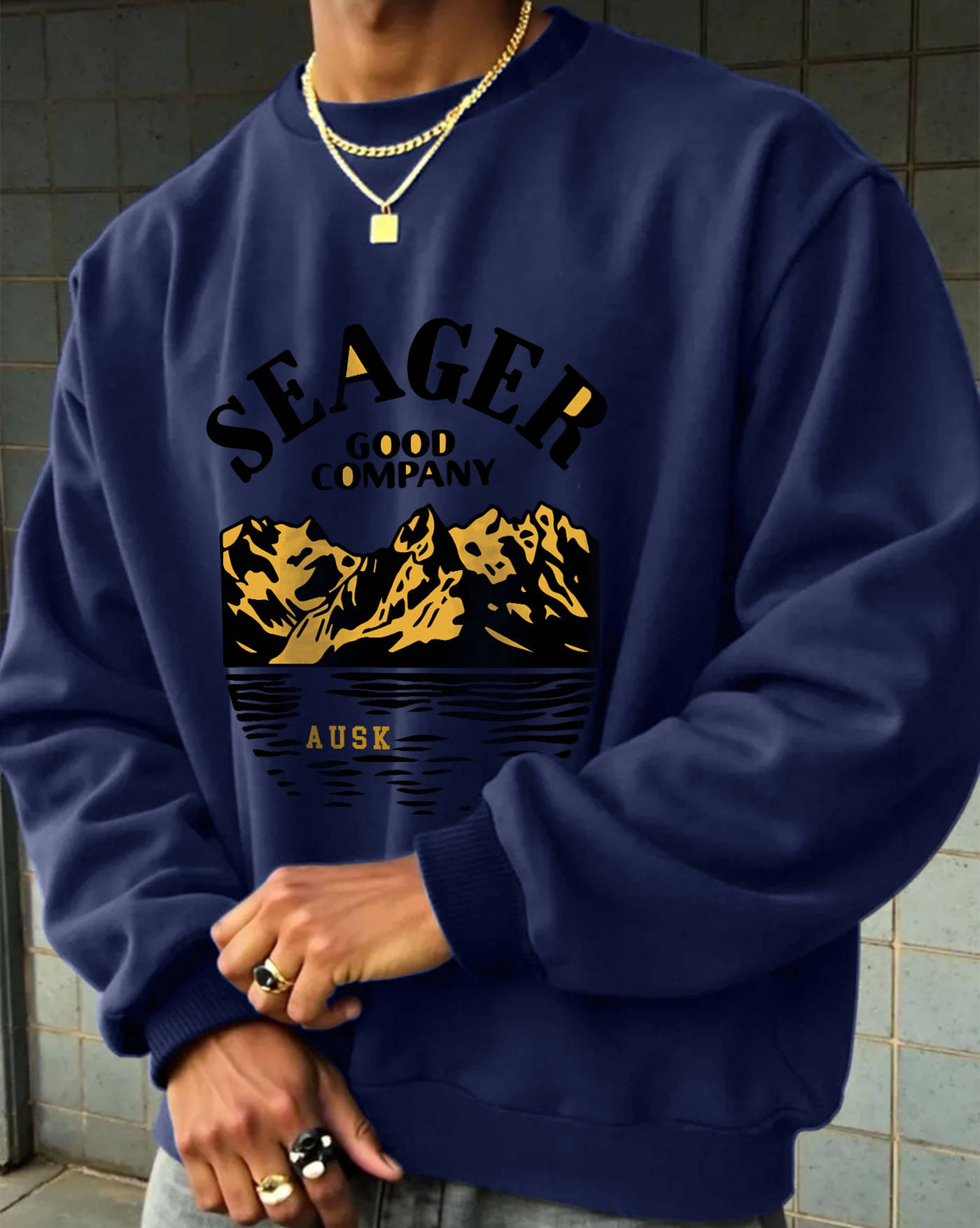     			AUSK Fleece Round Neck Men's Sweatshirt - Blue ( Pack of 1 )