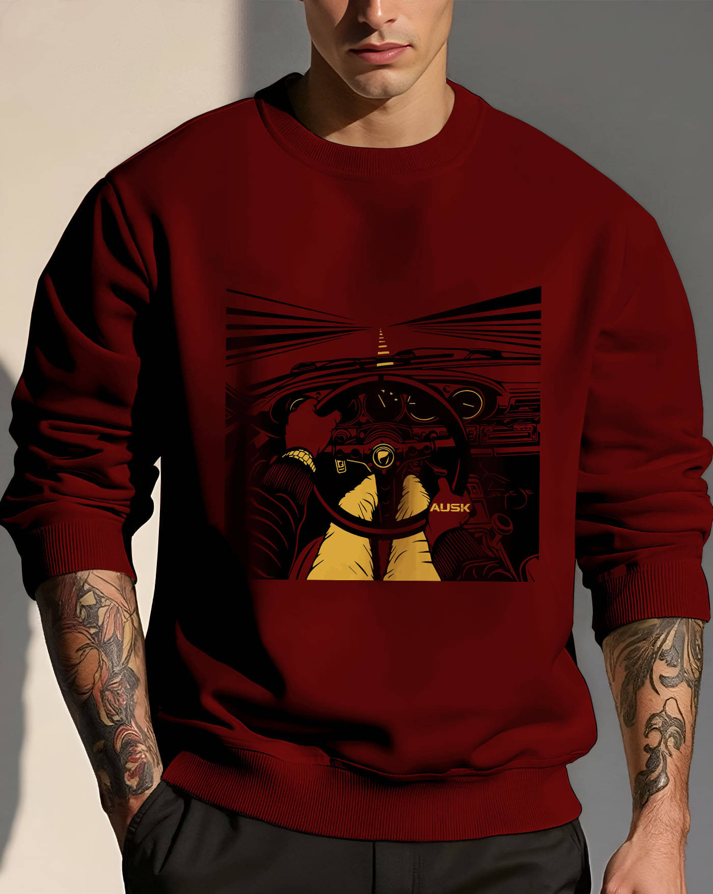     			AUSK Fleece Round Neck Men's Sweatshirt - Maroon ( Pack of 1 )