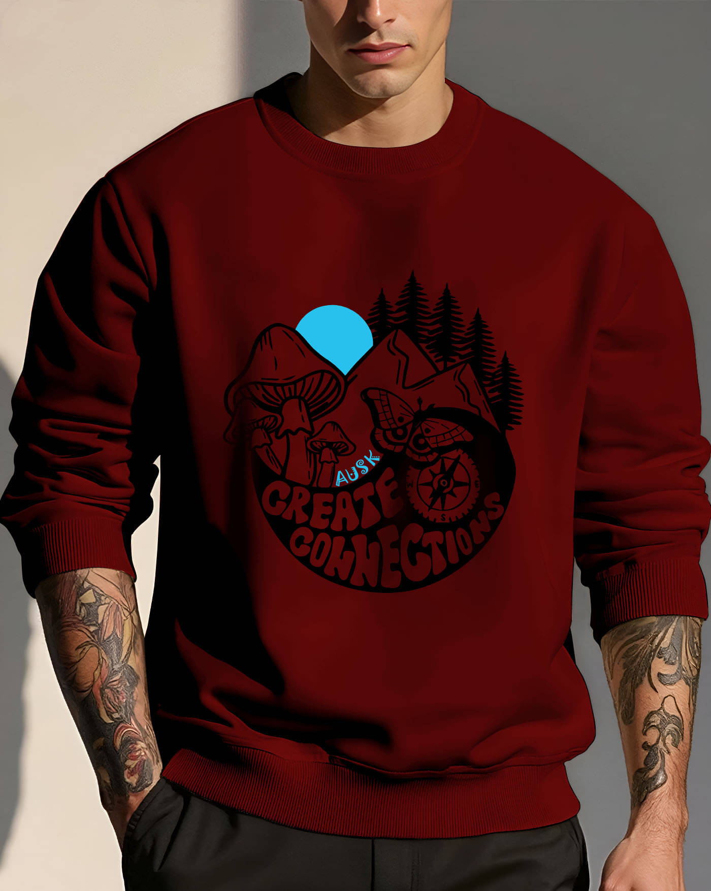     			AUSK Fleece Round Neck Men's Sweatshirt - Maroon ( Pack of 1 )