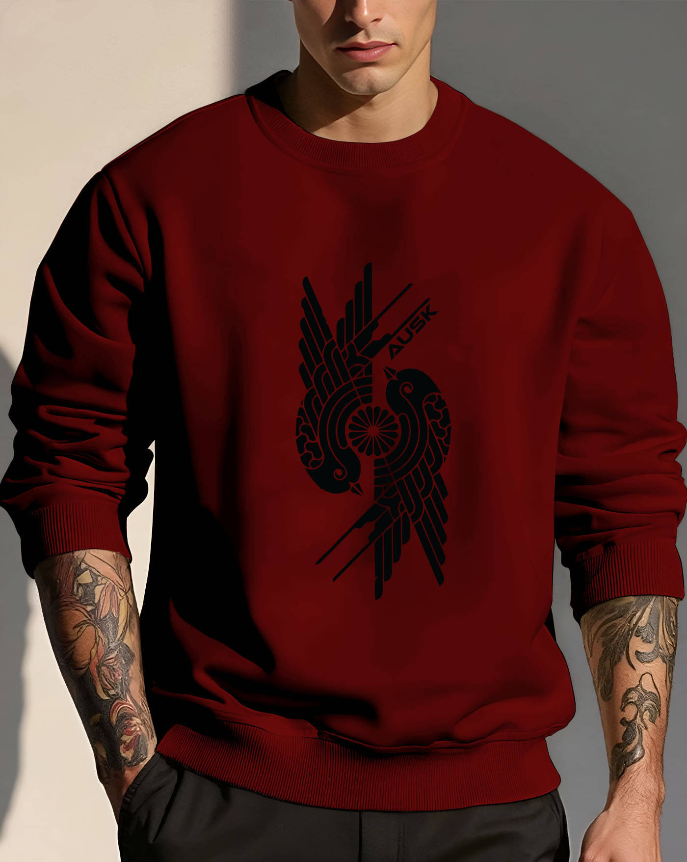     			AUSK Fleece Round Neck Men's Sweatshirt - Maroon ( Pack of 1 )
