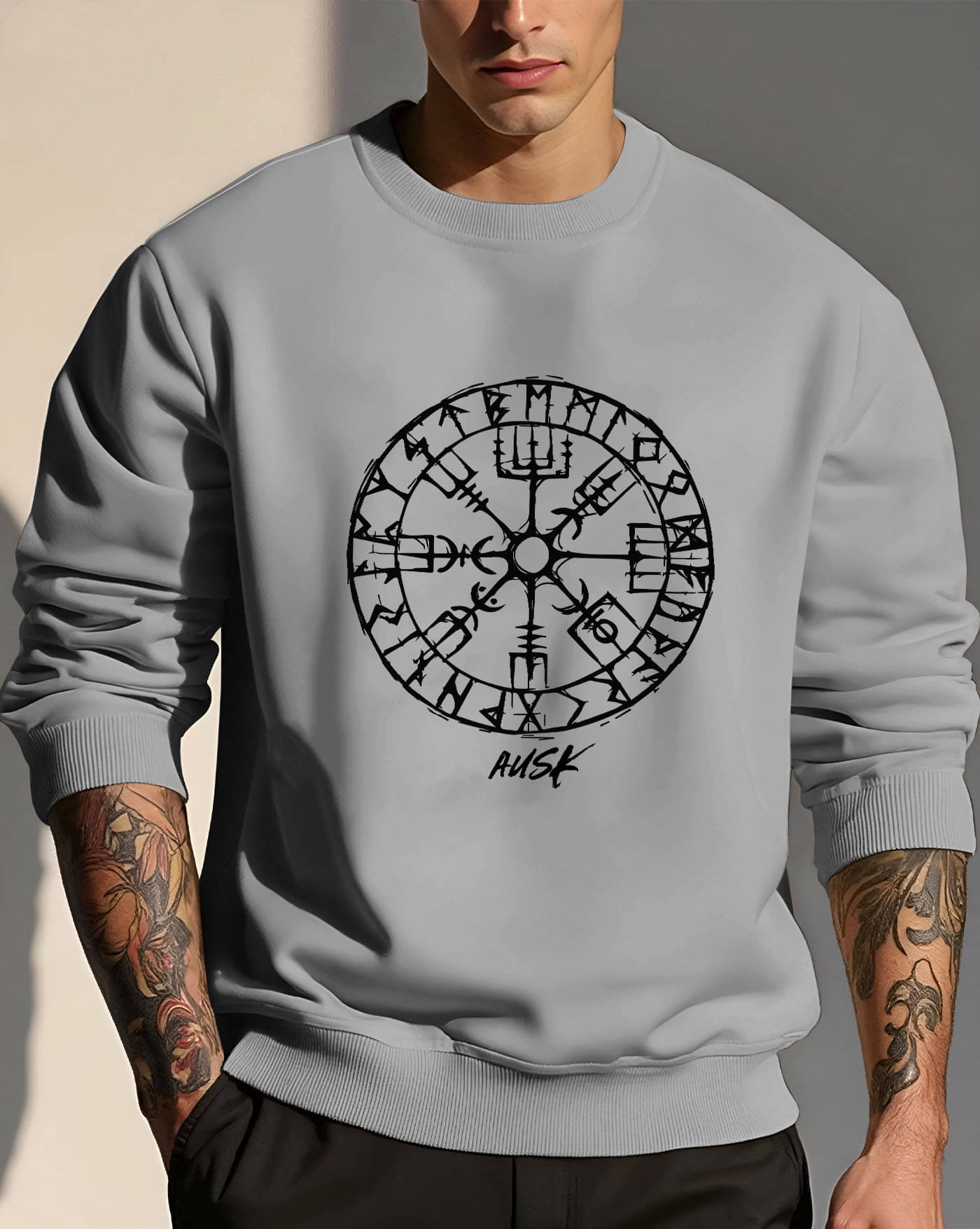     			AUSK Fleece Round Neck Men's Sweatshirt - Grey ( Pack of 1 )