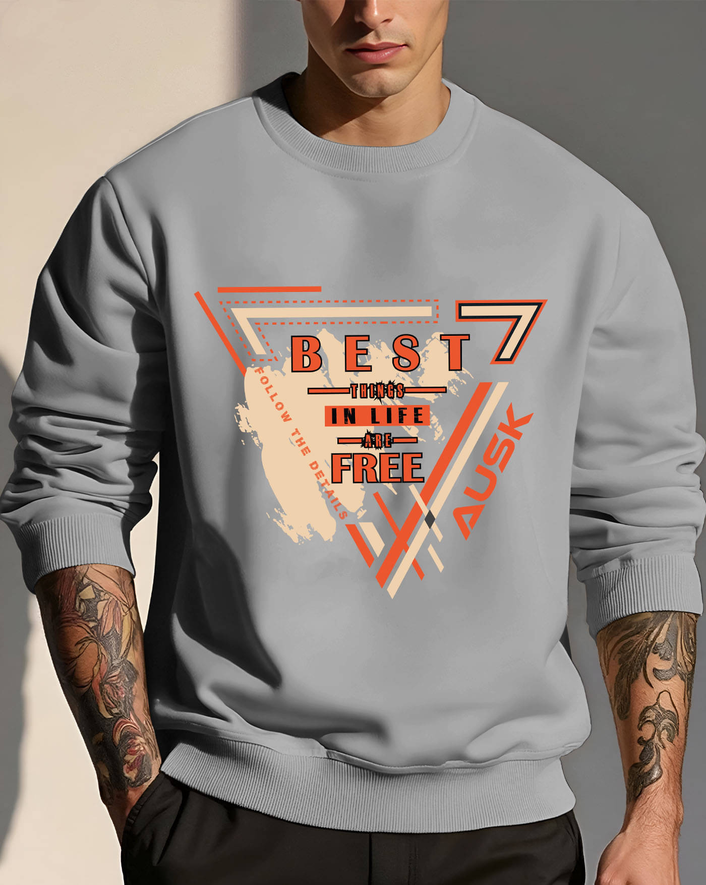 AUSK Fleece Round Neck Men's Sweatshirt - Grey ( Pack of 1 ) AUSK Fleece Round Neck Men's Sweatshirt - Grey ( Pack of 1 )