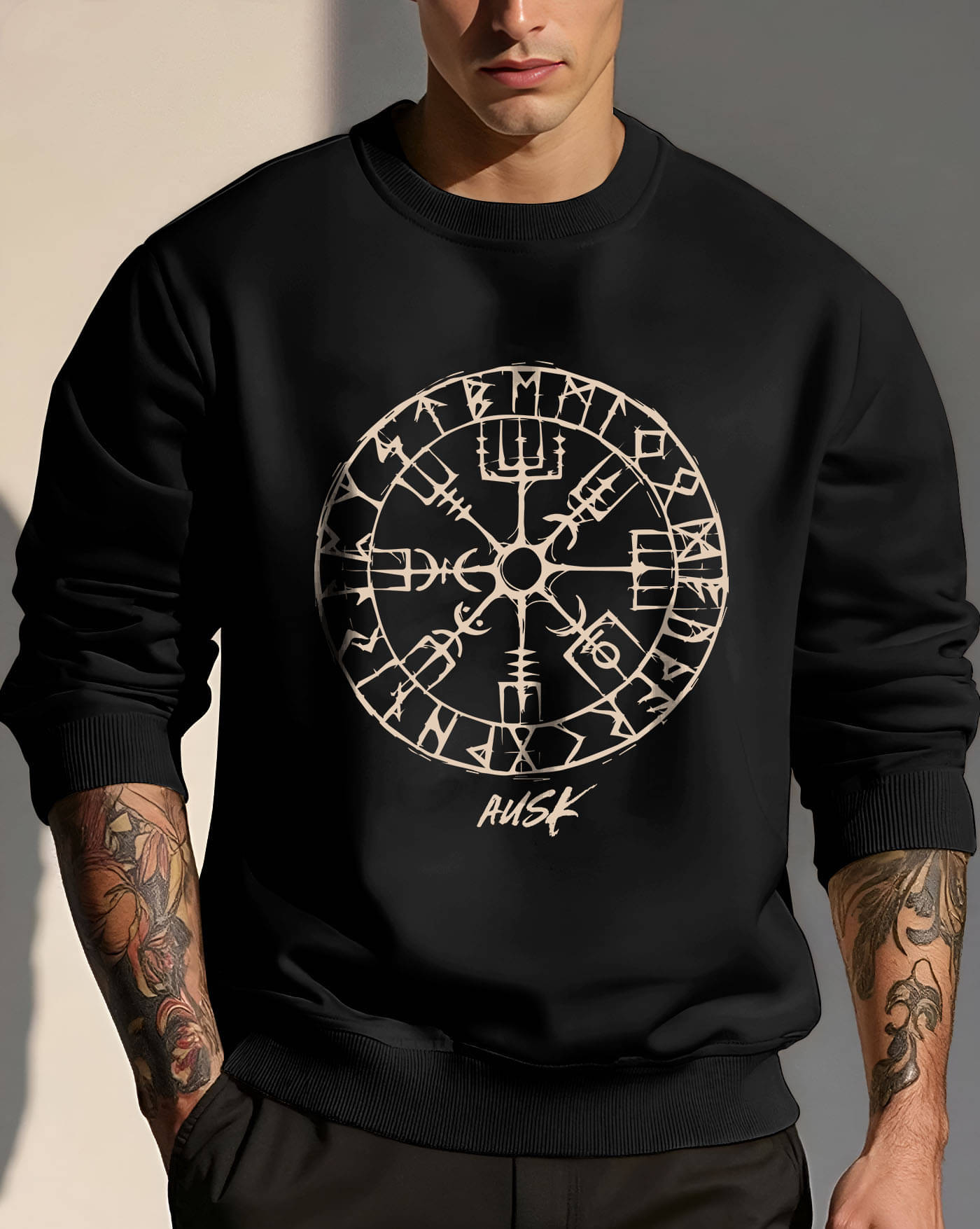     			AUSK Fleece Round Neck Men's Sweatshirt - Black ( Pack of 1 )