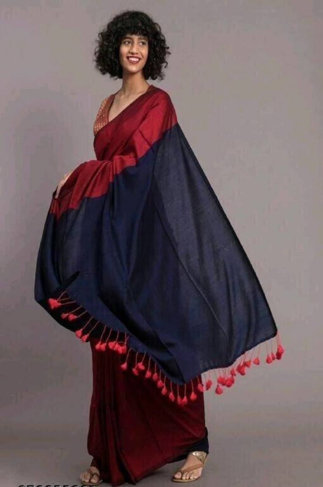 BRYNBRIT Chanderi Self Design Chanderi saree With Unstitched Blouse Piece ( Red,Black ) BRYNBRIT Chanderi Self Design Chanderi saree With Unstitched Blouse Piece ( Red,Black )