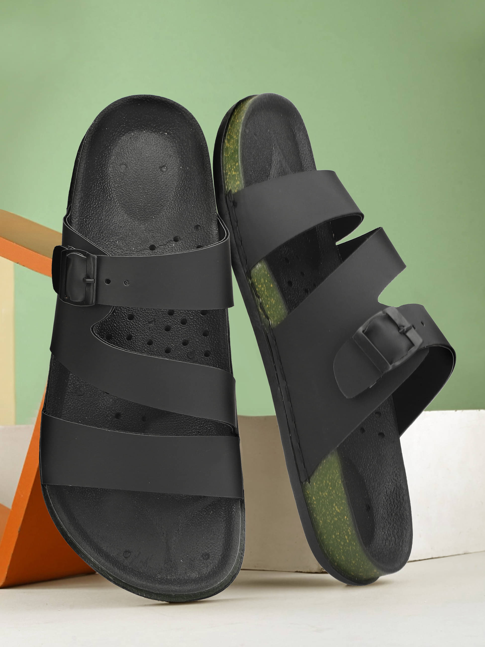     			Buxton Black Men's Slide Flip Flop