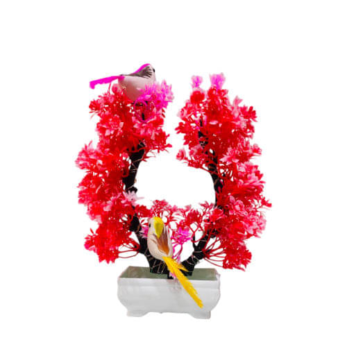 DIYANK Red & Pink Artificial Plant with 2 Cute Sparrows with LED for your Home & Office Bonsai Wild Artificial Plant with Pot (Pack of 1) DIYANK Red & Pink Artificial Plant with 2 Cute Sparrows with LED for your Home & Office Bonsai Wild Artificial Plant with Pot (Pack of 1)