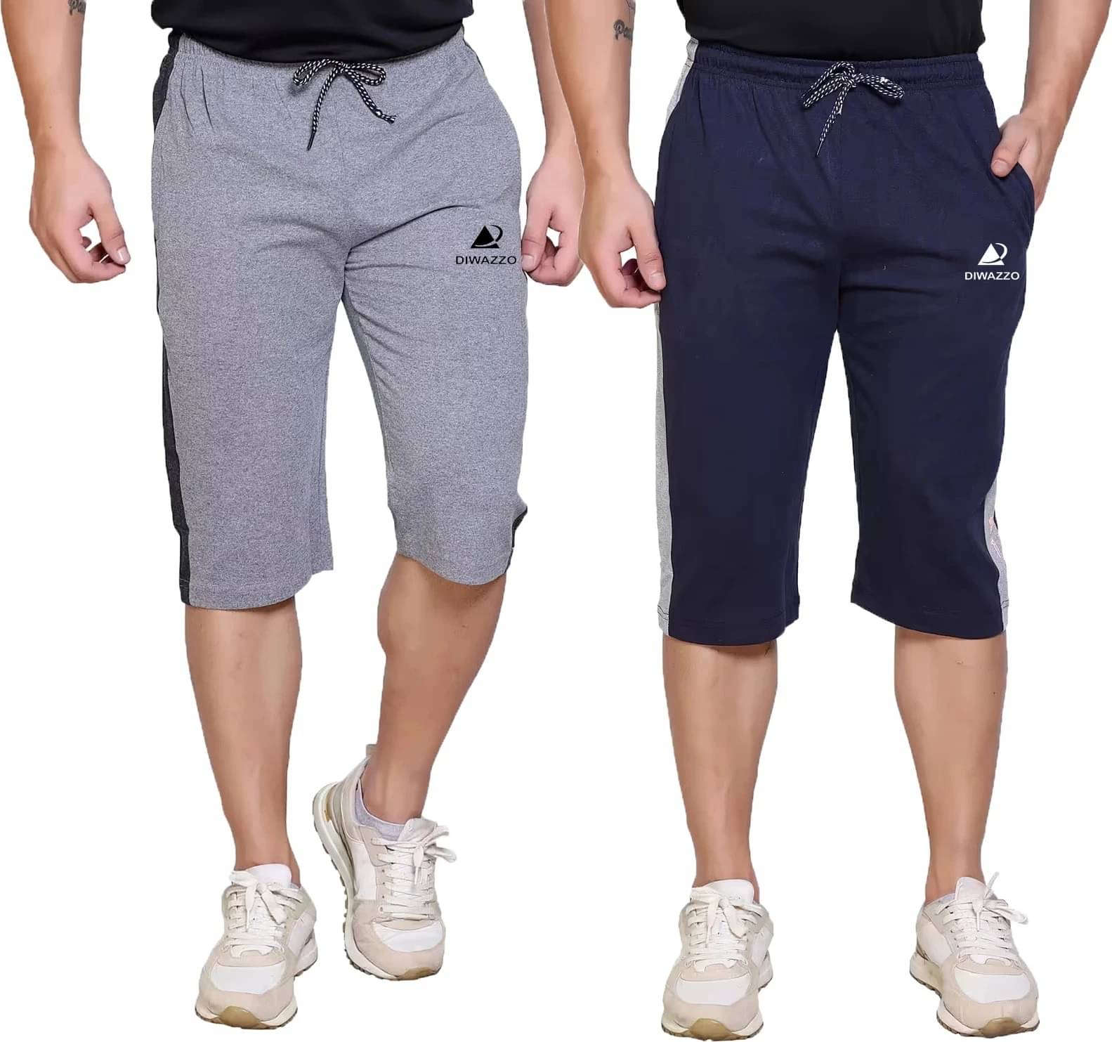 Diwazzo Multicolor Cotton Men's Three-Fourths ( Pack of 2 ) Diwazzo Multicolor Cotton Men's Three-Fourths ( Pack of 2 )
