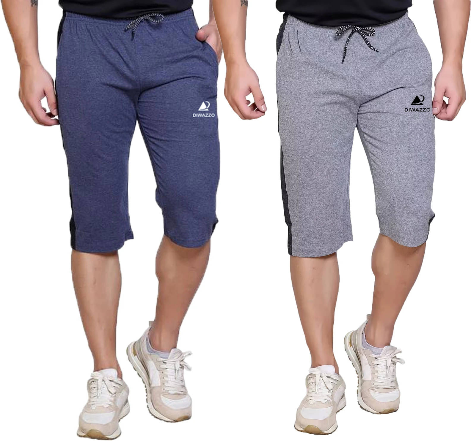     			Diwazzo Multicolor Cotton Men's Three-Fourths ( Pack of 2 )