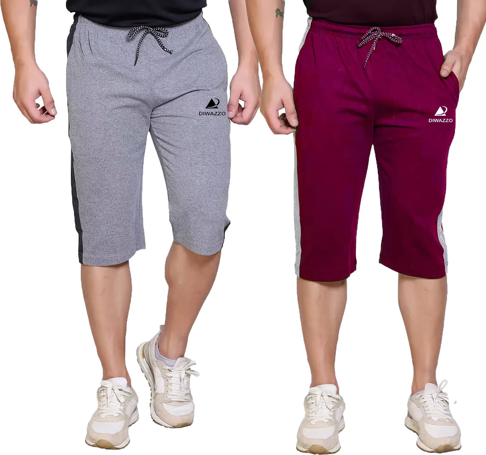 Diwazzo Multicolor Cotton Men's Three-Fourths ( Pack of 2 ) Diwazzo Multicolor Cotton Men's Three-Fourths ( Pack of 2 )