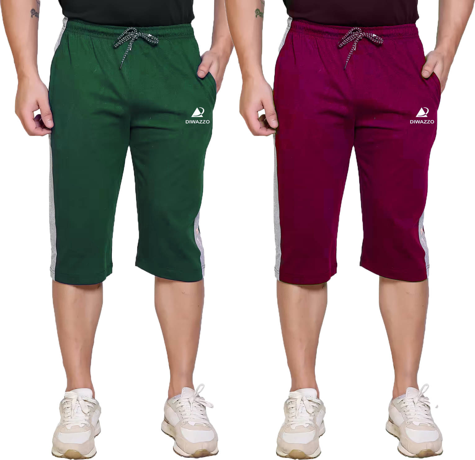     			Diwazzo Multicolor Cotton Men's Three-Fourths ( Pack of 2 )