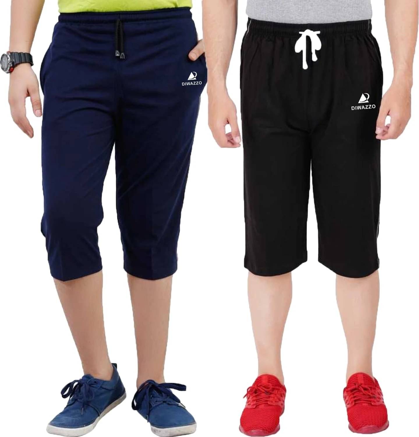     			Diwazzo Multicolor Cotton Men's Three-Fourths ( Pack of 2 )