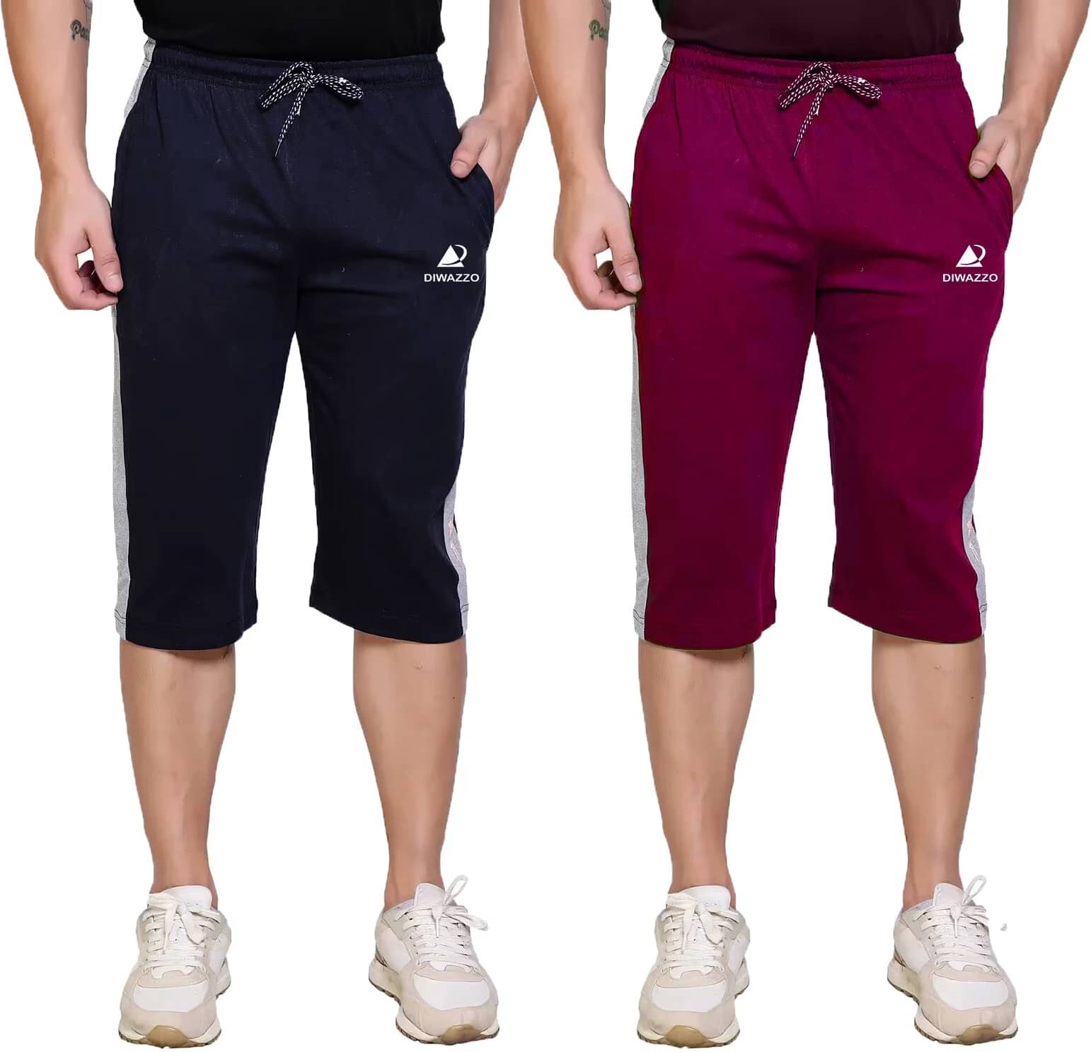 Diwazzo Multicolor Cotton Men's Three-Fourths ( Pack of 2 ) Diwazzo Multicolor Cotton Men's Three-Fourths ( Pack of 2 )