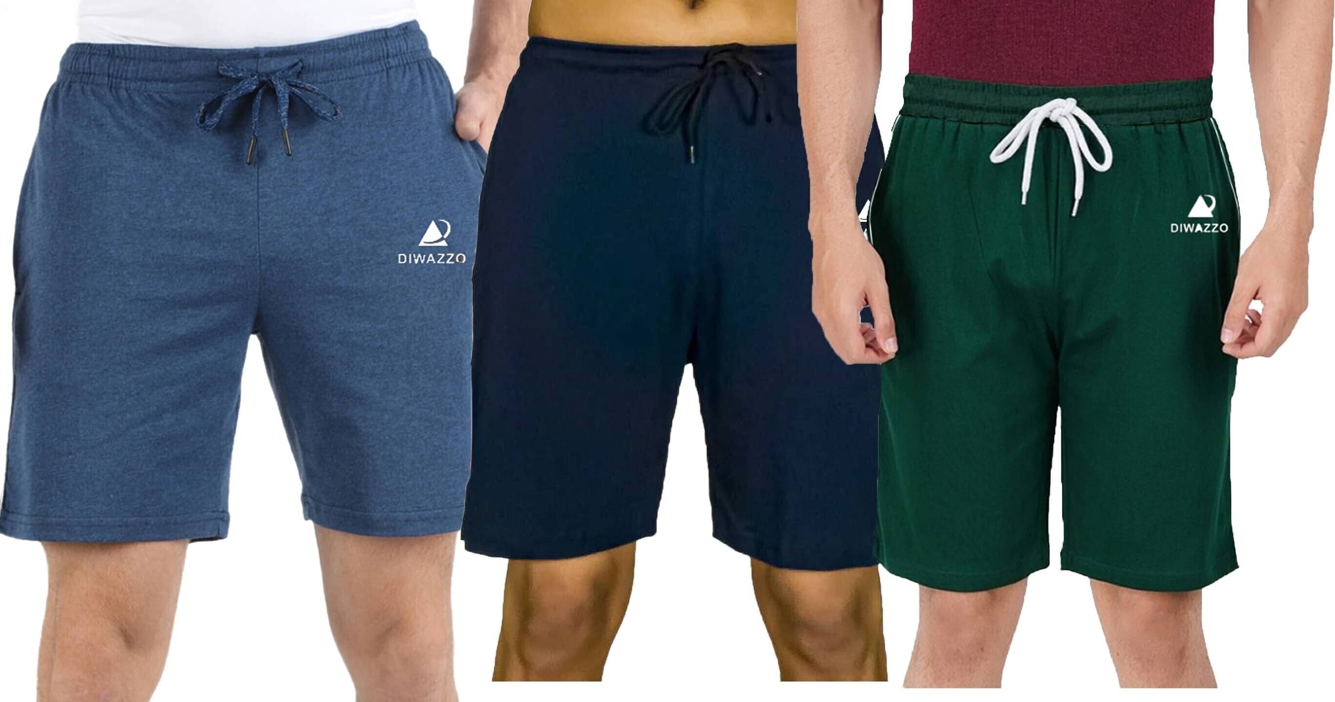 Diwazzo Multicolor Cotton Men's Shorts ( Pack of 3 ) Diwazzo Multicolor Cotton Men's Shorts ( Pack of 3 )